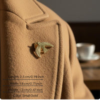 Vintage Design Peace Dove Lapel Pin French Chic Textured Swallow Brooch Statement Jewelry Flying Dove Pin for Women, Coat, Blazer, Dress
