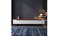 TV Cabinet with Drawers Solid Wood Low-Profile Media Cabinet Modern-Minimal TV Stand for Families, Living Room, Apartments