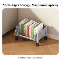 Multi-Tier Rolling Cart Space-Saving Design Multi-Tier Storage Trolley Large Capacity Mobile Storage Trolley for Students, Kitchen, Bedroom, Classroom
