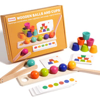 Color Sorting Toy Preschool Color Sorting Board Wooden Toy with Tweezers STEM Sensory for Toddlers, Kindergarten, Playroom