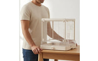 Front Opening Square Parrot Cage White Finish Clear Panoramic Bird Cage Long-Lasting