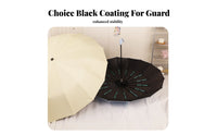 UPF 50+ Manual Sun and Rain Umbrella All-Weather Use Protection Umbrella Black Vinyl Coating for Students, Outdoor, Commuting, Beach