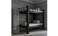 Double Bunk Bed Matte Black Metal Bunk Bed Heavy-Duty Furniture for Roommates, Students, Shared Bedrooms, Dorm Rooms Housing