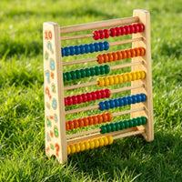 10 Rods Wooden Counting Abacus 100 Beads Children's Math Abacus Printed Numbers Tabletop Arithmetic Toy Multicolor