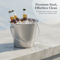 304 Stainless Steel Portable Ice Bucket with Handle for Snacks and Seafood