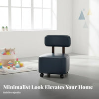 360° Swivel Wheels Padded Caster Chair with Backrest Easy to Clean Wheeled Stool with Backrest Scratch Resistant Mobile Seat High Load Capacity for Seniors, Children, Homemakers, Entryway, Living Room, Bedroom, Office