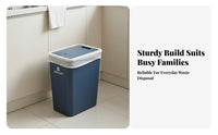 Press Top Trash Can Sturdy PP Material Square Kitchen Trash Can Lidded Bathroom Garbage Bin Large Capacity for Office Workers