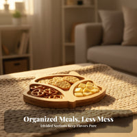 Cartoon Wooden Food Tray Animal Shaped Plate Child Divided Plate for Young Children, Parents, Mealtime, Kitchen, Dining Table