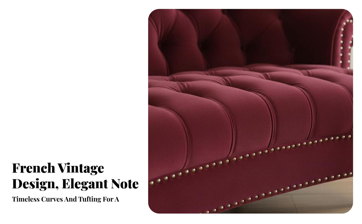 Light Luxury Design curved Tufted Sofa Small Apartment Suitable Living Room Seating Vintage Inspired Couch Deep Seat for Homeowners, Interior Designers, Business Owners, Lounge Area, Lobby
