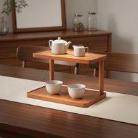 Two-Tier Cup Rack Woodtea-Ware Ware Rack Open-Frame Countertop Display Shelf