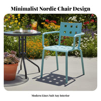 Nordic design Stackable Armchair With Armrests Dining Chair Indoor & exteriordoor Use Seating Furniture Lightweight for Cafe Owners, Design aficionados, Office Managers, Restaurant, Kitchen, Living Room, Balcony