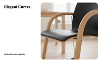 Nordic Design Upholstered Wooden Chair With Armrests Curved Backrest Wooden Chair Minimalist visual appeal Indoor Furniture Padded Seat for Office Workers, Interior Designers, households, Dining Room, Restaurant, Kitchen, Bedroom
