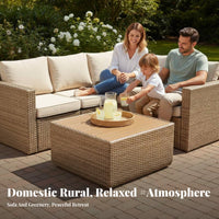 North USA-inspired rustic and design L-Shaped Sectional Sofa Set configurable configuration L-Shaped Sectional Couch weatherproof seat pads Outdoor Furniture Water Resistant for Families, Entertainers, Homeowners, Balcony, Garden, rearyard, waterfront