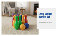 Large Kids Bowling Toy Set, Indoor Ball Game, Colorful PE, Family Interactive, Mesh Bag Storage