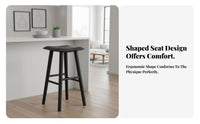 Wabi-Sabi Aesthetic Backless Wooden High Stool Sturdy Construction Wooden Saddle Seat Stool Stable Frame Counter Height Chair Built-in Footrest for Cafe Owners, Homeowners, Adults, Home Bar, Restaurant, Kitchen Island, Dining Room