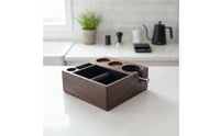 Espresso Knock Box and Tamping Station Walnut Coffee Knock Box and Tamping Station Wooden Organized for Baristas