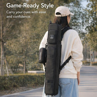 Billiard Case with Shoulder Straps for Pool Players, Multi Cue Carrying Backpack for Tournament, Snooker Bag for Room