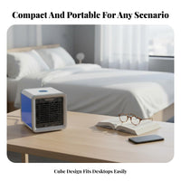 Portable Mini Air Chiller Cools and Humidifies Mini Air Chiller Humidifier Function Water Tank Cooling Fan for Office Workers, Students, Dorm Room