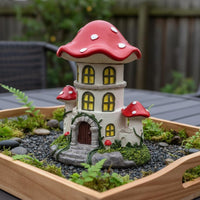 mushrooms House Figurine Cute Resin mushrooms Figurine Glowing Openings Mini Resin Cottage for Patio