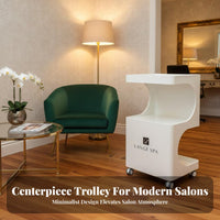 Cosmetic Station Cart Sturdy Wood Construction Spa Tool Trolley Esthetician Trolley Cart With Wheels Rolling Spa Station