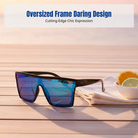 Punk Style Sunglasses, Oversized Square Frame, Outdoor Cycling, Unisex