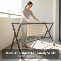 Foldable Clothes Dehydrating Rack Installation Foldable Garment Stand Indoor & Outdoor Use Multi-Tier Dehydrating Stand for Apartment Dwellers