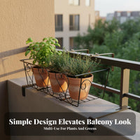 Easy to Install Balcony Railing Planter Heavy Duty Hanging Railing Planter Drill-Effortless Hanging Flower Rack Decorative Design for Apartment Dwellers, Fence, Patio