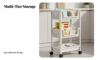 Rolling Storage Cart Movable Mobile Shelving Unit Slim Rolling Storage Cart Space Saving Multi-Tier Utility Trolley for Bathroom