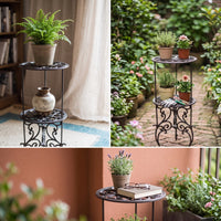Two-Tier Plant Stand Freestanding Accent Table Space-Saving for Living Room
