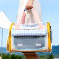 Large Capacity Breathable Mesh Cat Carrier Lightweight Soft Pet Carrier Bag Roll-Up Window Portable Pet Travel Bag Sturdy Frame for Outdoor