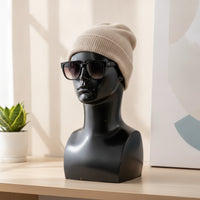 Mannequin Head with Shoulders Reflective Male Mannequin Head Smooth for Countertop Displays