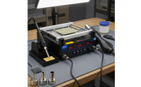 Threethree-Function Soldering Rework Station Bench-Top Preheating Rework Station Mesh Work Surface Electronic Repair Tool Temperature Control Knobs