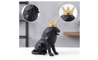 Lion Statue with Crown Ebony Lion Sculpture Tabletop for Homeowners, Art Collectors