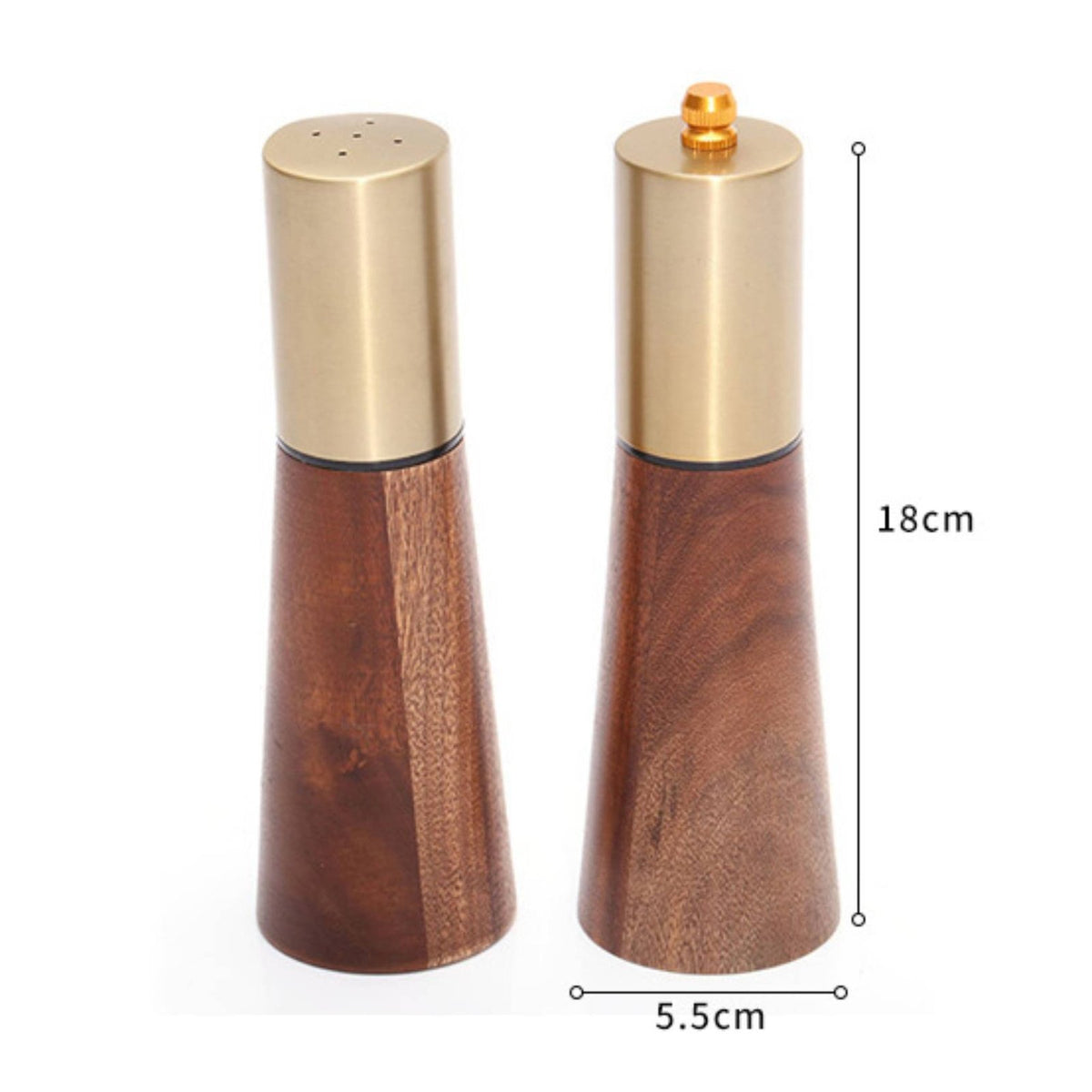 Ergonomic Shape Wooden Sodium Chloride and Pepper Grinder Set Modern Design Acacia Wood Grinder Set for Restaurant