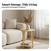 Space-Saving 2-Tier Accent Table Minimalist Aesthetic Two-Tier Scalloped Stand Versatile Use Nightstand Accessible Storage for Apartment Dwellers, Homeowners, Students, Living Room, Balcony, Bedroom, Small Areas