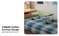 Foldable Bi-Fold Portable Table Space-Saving Bed Tray Multi-Purpose Lap Desk Lightweight for Travelers, Telecommuting Workers, Dorm Room, Home Office, Sofa, Floor