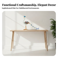 Layered Feathers Peacock Figurine Fan Tail Decorative Peacock Statue White Body Orange Legs for Tabletop Display