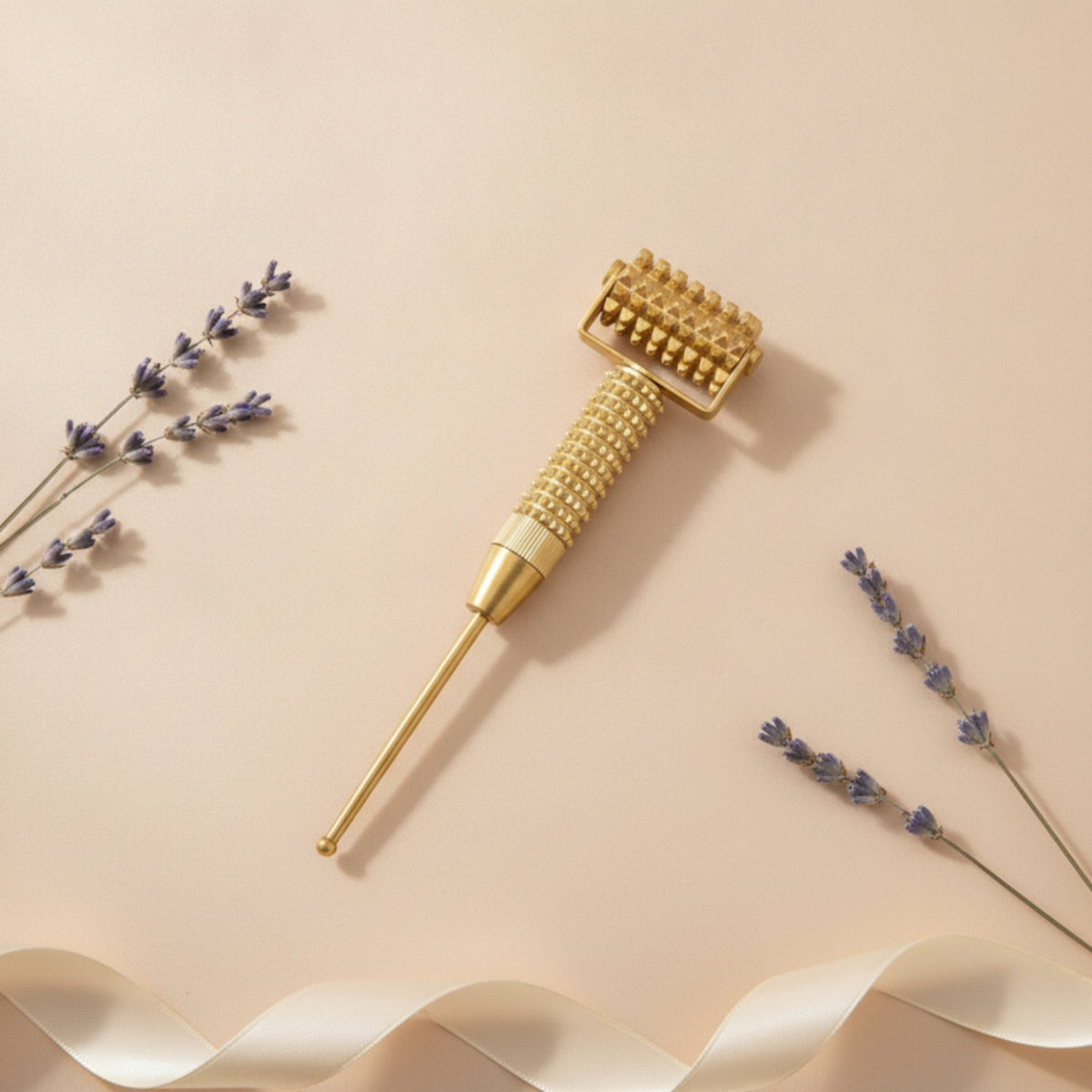Safe Brass Massager with Roller Portable Facial Massage Rod Manual Acupoint Pressing Tool Ergonomic