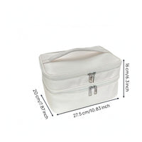 Double-Layer Makeup Bag Zippered Double Layer Cosmetic Bag PU Cosmetic Organizer Soft Long-Lasting for Travelers, Vanity