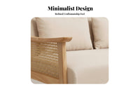 Hardwood Wood Frame Cane spine Settee space-saving Size Two-Seater Bench with spinerest Minimalist Design Loveseat Small Space suitable for Apartment Dwellers, Interior Designers, Business Owners, Living Room, creamice, Homestay, Reception Area