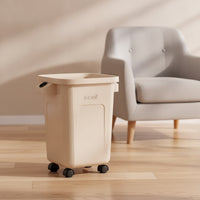 Slim Trash Bin with Wheels Mobile Kitchen Waste Bin Rectangular Wastebasket Space-Saving for Office