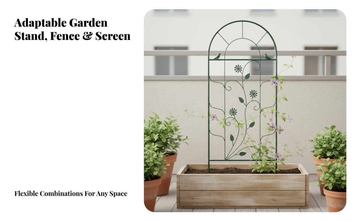 Foldable Design Folding Trellis Panel Ground-Insertable Folding Panel Trellis Combinable Panels Climbing Frame Decorative for Flower lovers, Homeowners, Vegetable Growers, Patio, Balcony, Against a Wall, Raised Bed