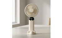 Handheld Mini Fan with Stand USB Rechargeable Portable Fan with Display Compact Lightweight for Students