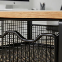Desktop Printer Stand  Compact Wire Drawer Basket Organizer Unobstructed Front 2 Tier Desk Shelf