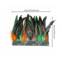 Ethnic Design Peacock Feather Headband Lightweight Tribal Feather Headdress Adjustable for Performers, Dancers, Stage Performances