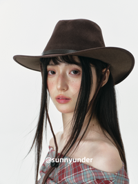 复古麂皮绒牛仔帽爵士顶帽子女春秋冬出游显脸小美式英礼帽潮ins