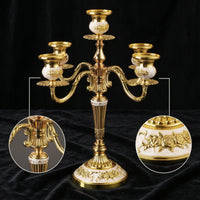 5-Arm Candelabra Ornate 5 Arm Candelabra Weighted Candle Holder Centerpiece for Event Planners, Brides, Wedding, Dining Table, Mantel