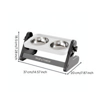 Adjustable Raised Pet Feeder with Stainless Steel Bowls Removable Raised Dog Bowl Easy to Clean Feeding Station Rust-Resistant for Cats, Young Dogs, Kittens, Home, Apartment