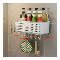 Wall Mounted Storage Basket Hanging Drain Basket No Kitchen Holder with Hooks for Cabinet Door, Under Sink, Lavatory