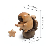 Wooden Capybara Figurine Beech Wood Capybara Figurine Handmade Tabletop Decor for Bookshelf